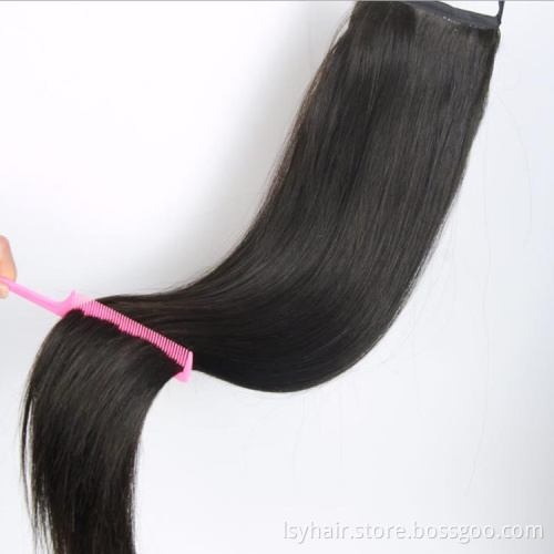 Natural Wrap Around Drawstring Ponytail 100% Virgin Human Hair Silky Straight, Remy Brazilian Human Hair Pony tails